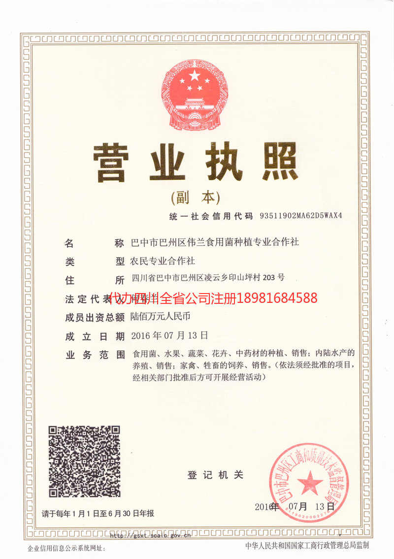 兴平兴平伟兰食用菌种植专业合作社